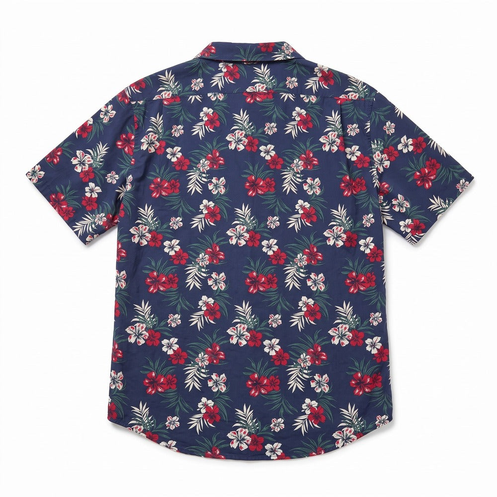 JACHS New York XL Navy Blue Floral Camp Shirt Short Sleeve Boho Coastal Festival