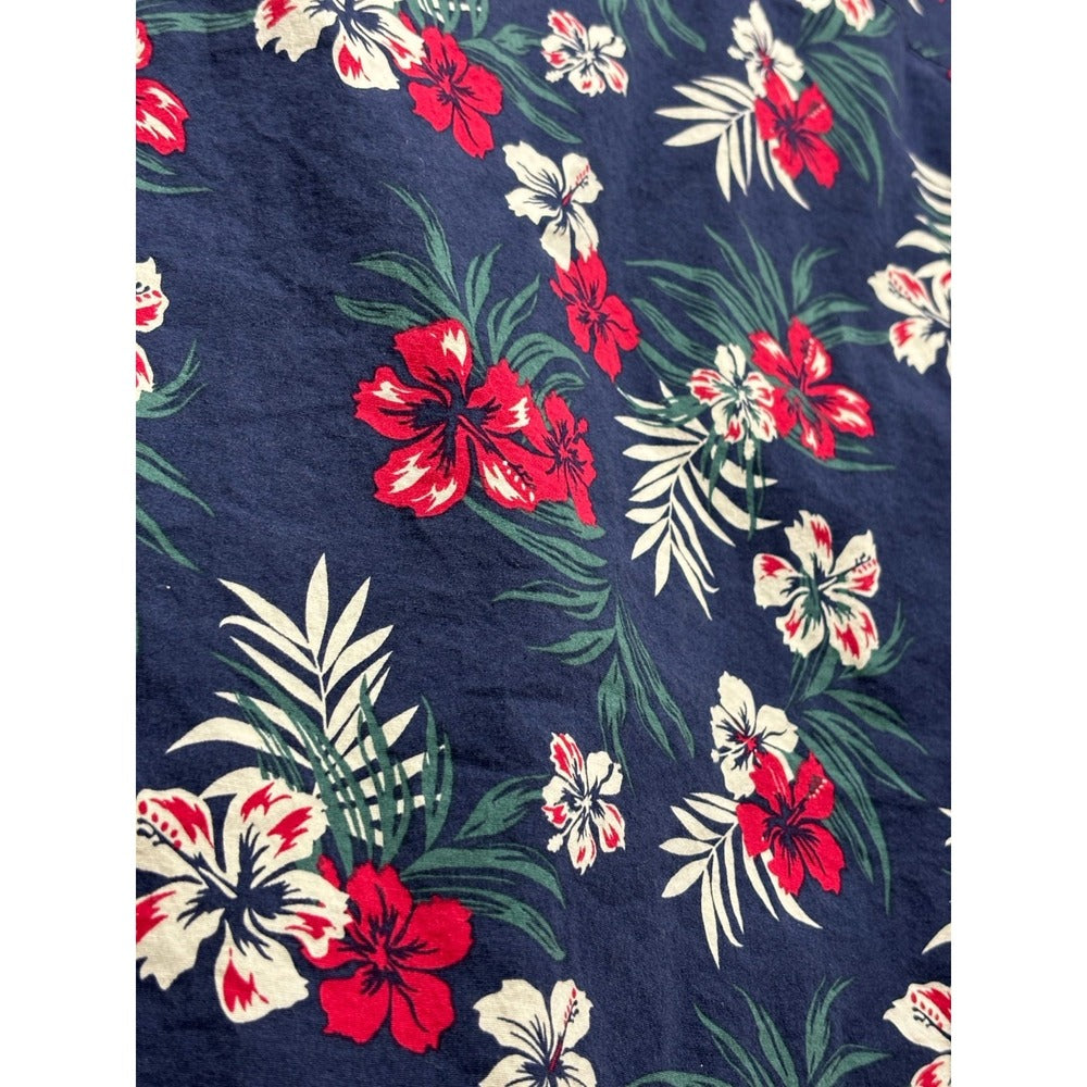 JACHS New York XL Navy Blue Floral Camp Shirt Short Sleeve Boho Coastal Festival