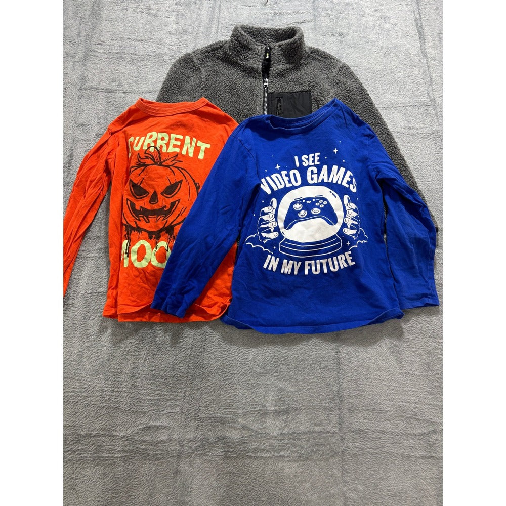 Crazy 8 Childrens Place M 7-8 Gray Fleece Jacket Orange Blue Shirts Lot Casual