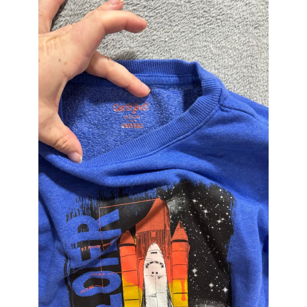 Cat & Jack Boys M 8/10 Blue Green Shirt Sweatshirt Bundle 3pc Casual Cozy Play
