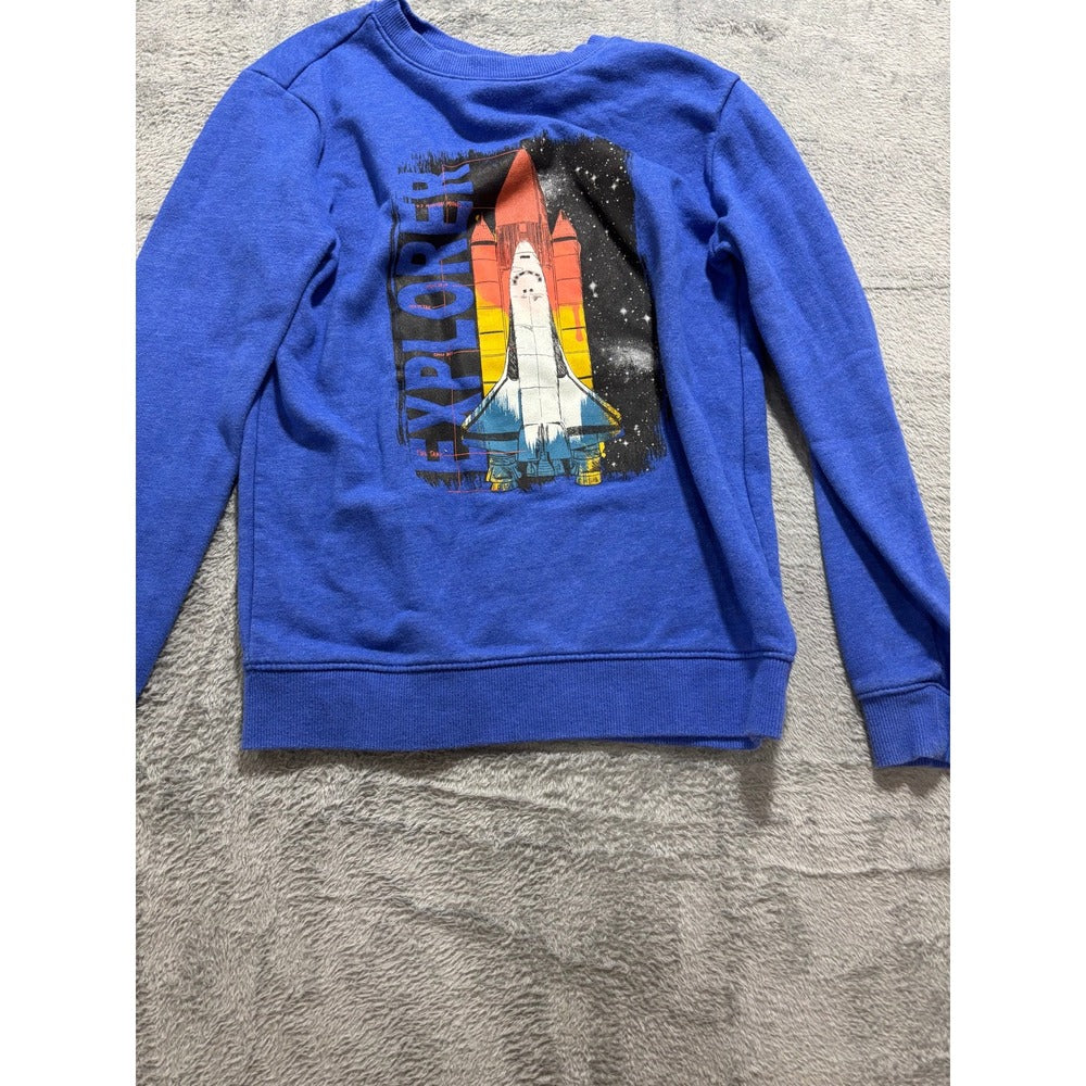 Cat & Jack Boys M 8/10 Blue Green Shirt Sweatshirt Bundle 3pc Casual Cozy Play