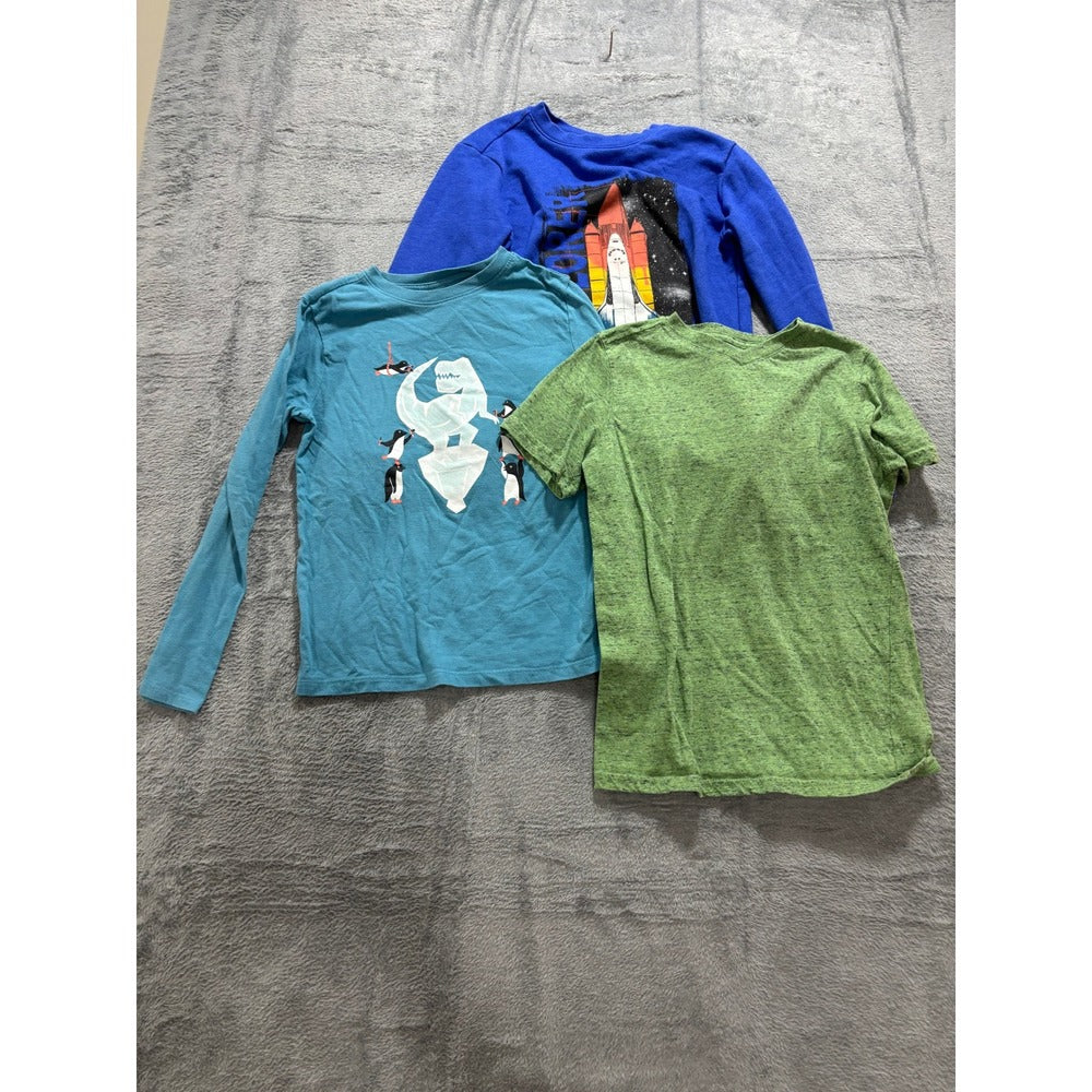 Cat & Jack Boys M 8/10 Blue Green Shirt Sweatshirt Bundle 3pc Casual Cozy Play
