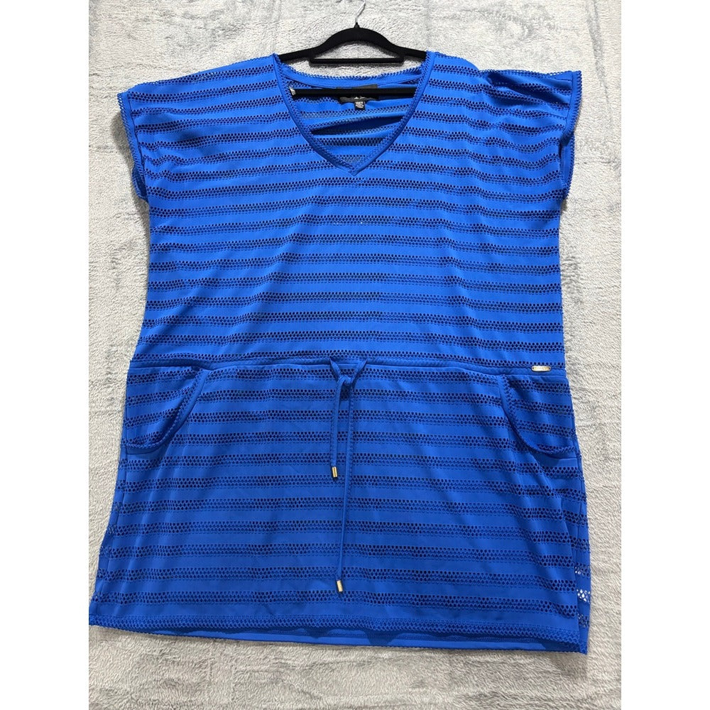 Calvin Klein XXL Blue Mesh Swim Cover Up Womens Casual Coastal Athleisure