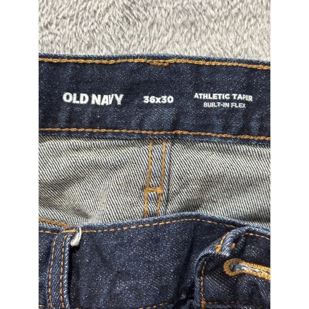 Old Navy 36x30 Dark Wash Blue Athletic Taper Built In Flex Jeans Casual Minimal
