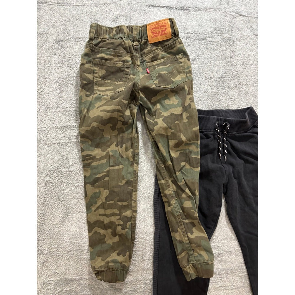 Levis Members Mark Boys 7 Green Black Camo Jogger Pants Lot 2pc Vintage Casual