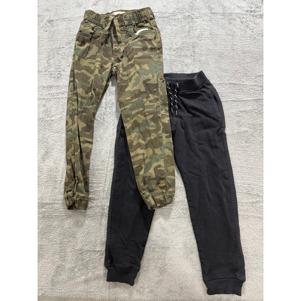 Levis Members Mark Boys 7 Green Black Camo Jogger Pants Lot 2pc Vintage Casual