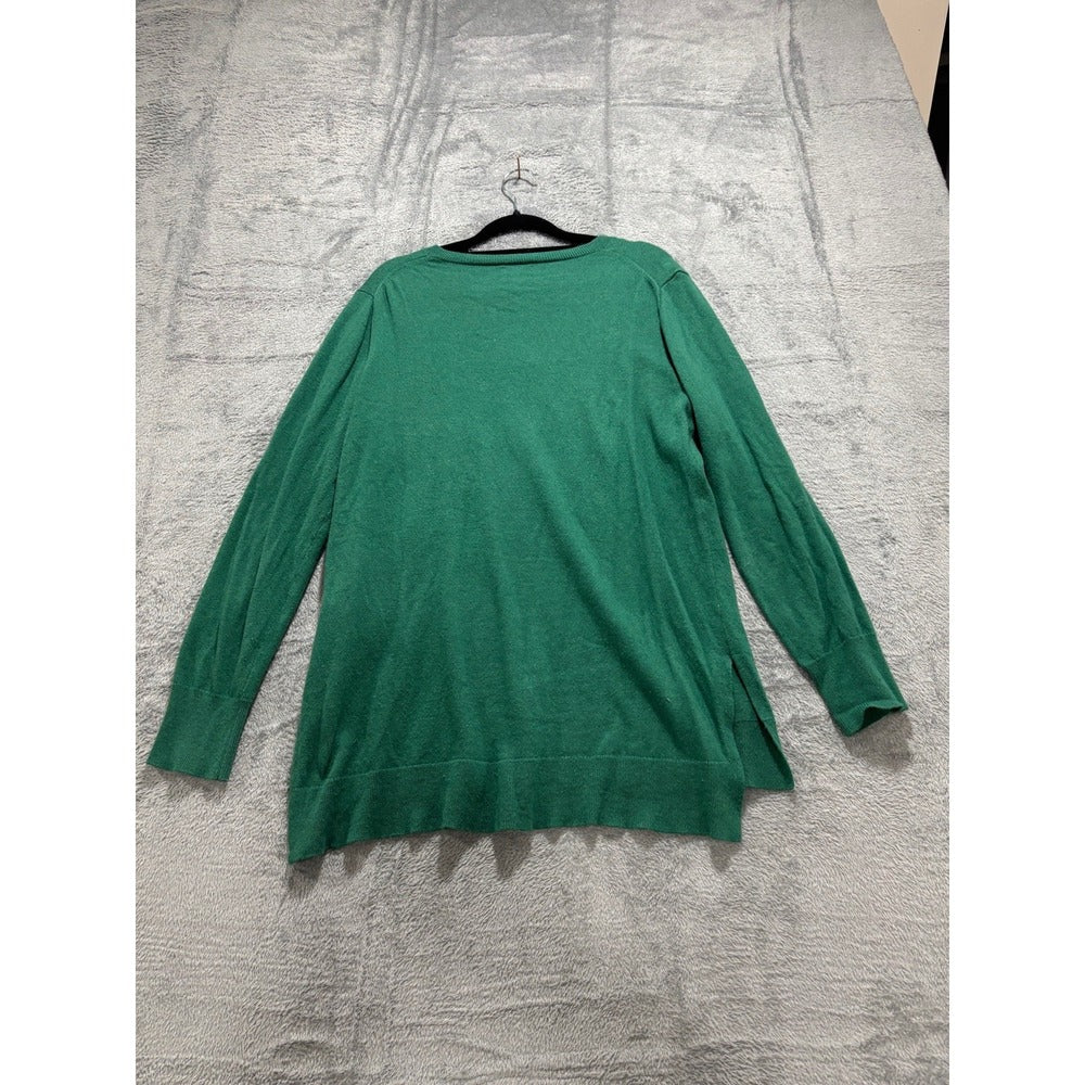 J.Crew Womens M Green V-Neck Sweater Re-Imagined Preppy Casual