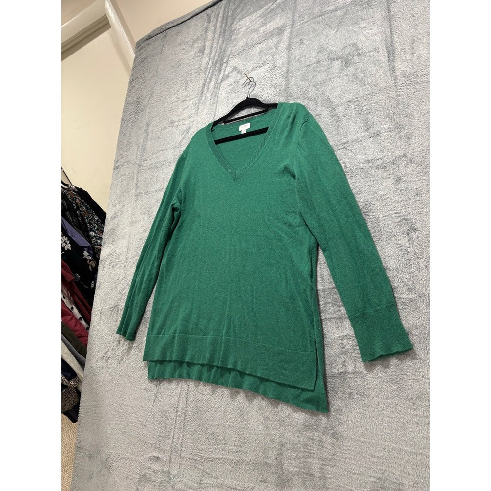 J.Crew Womens M Green V-Neck Sweater Re-Imagined Preppy Casual