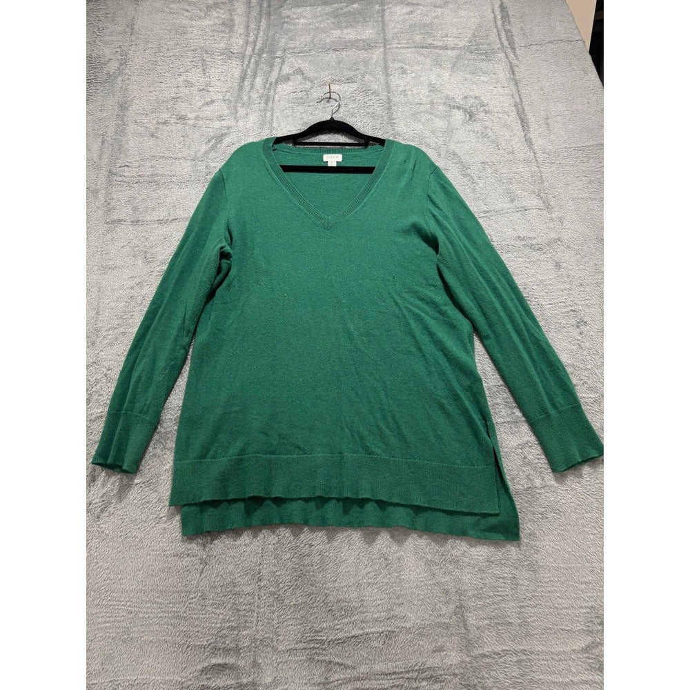 J.Crew Womens M Green V-Neck Sweater Re-Imagined Preppy Casual