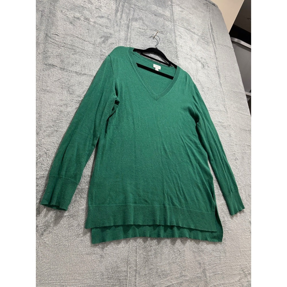 J.Crew Womens M Green V-Neck Sweater Re-Imagined Preppy Casual