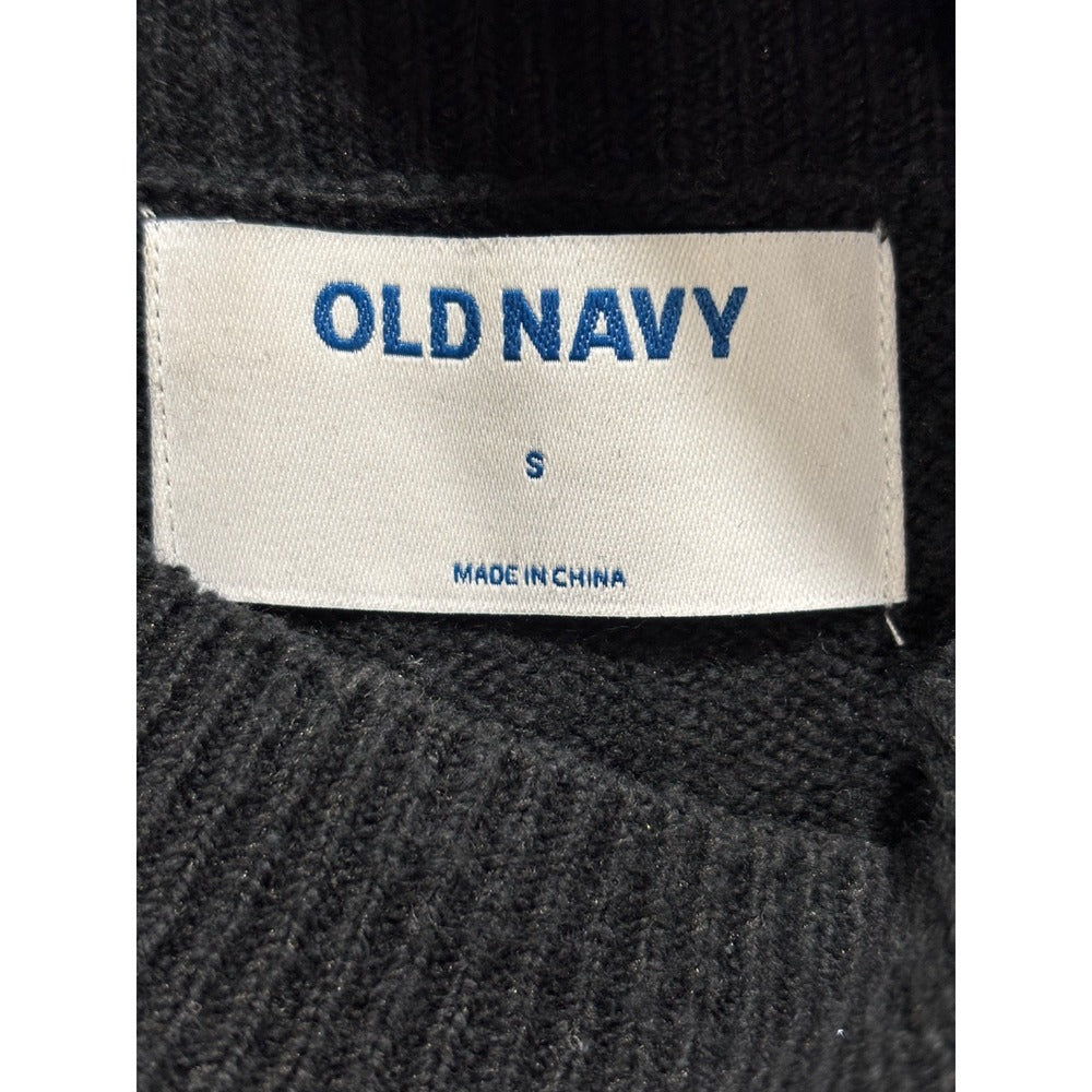Old Navy Womens S Black Ribbed Mock Neck Sweater Casual Minimalist Cozy