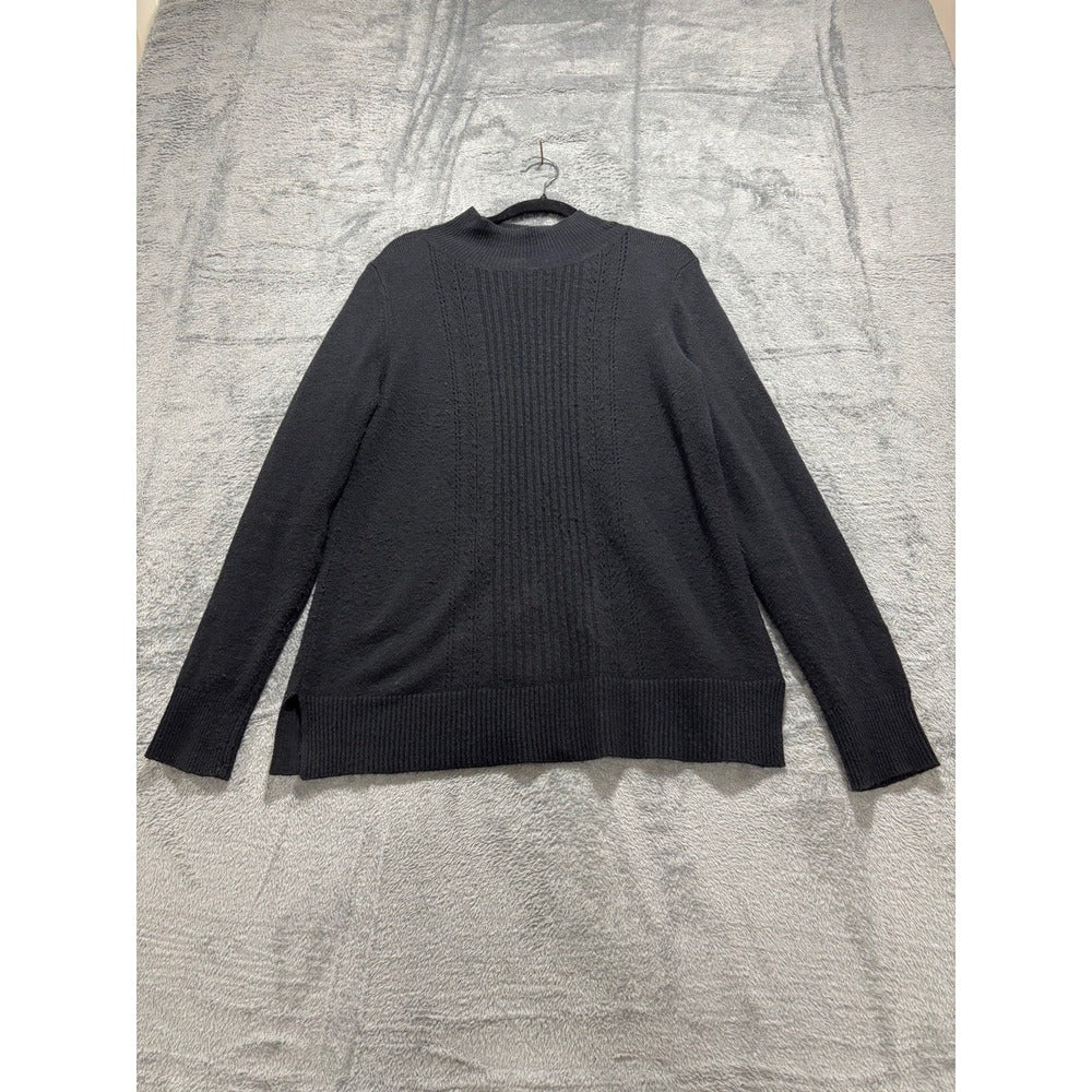 Old Navy Womens S Black Ribbed Mock Neck Sweater Casual Minimalist Cozy