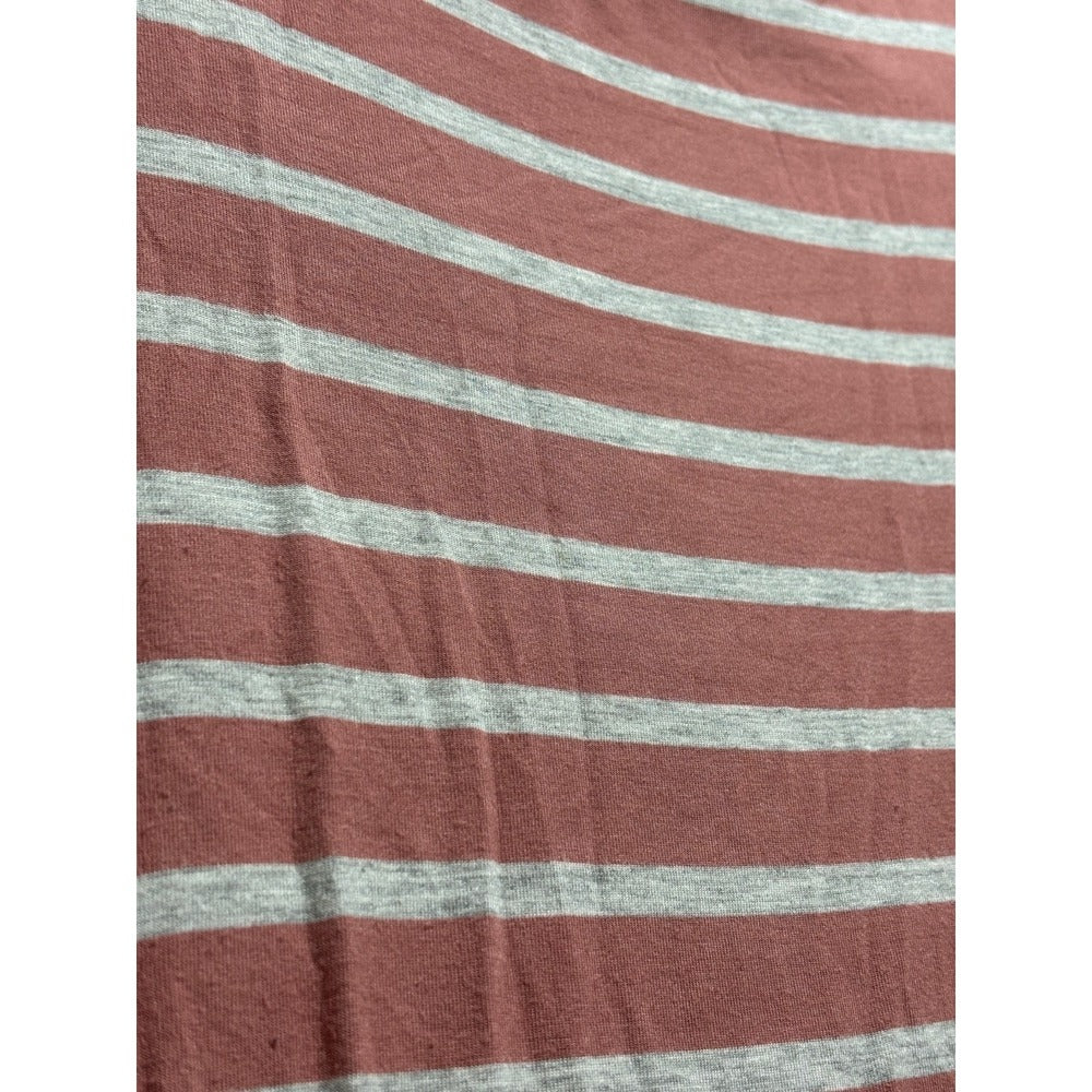 LOFT Outlet Womens S Pink Grey Striped Mock Neck Top Casual Preppy Shirt