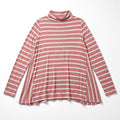 LOFT Outlet Womens S Pink Grey Striped Mock Neck Top Casual Preppy Shirt