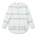 Lou & Grey Womens S White Teal Navy Stripe Henley Top Boho Casual Tunic