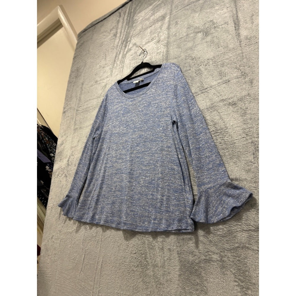 Gap S Heather Blue Bell-Sleeve Boatneck Top Womens Casual Boho