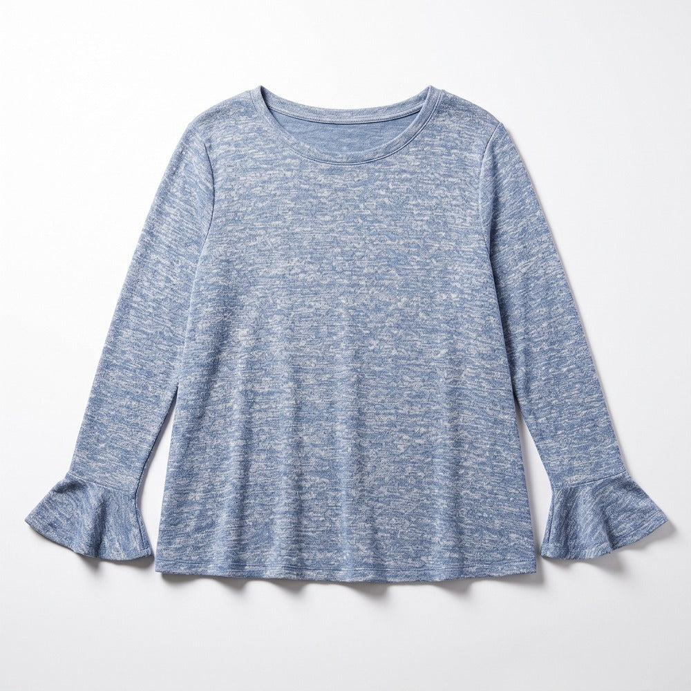 Gap S Heather Blue Bell-Sleeve Boatneck Top Womens Casual Boho