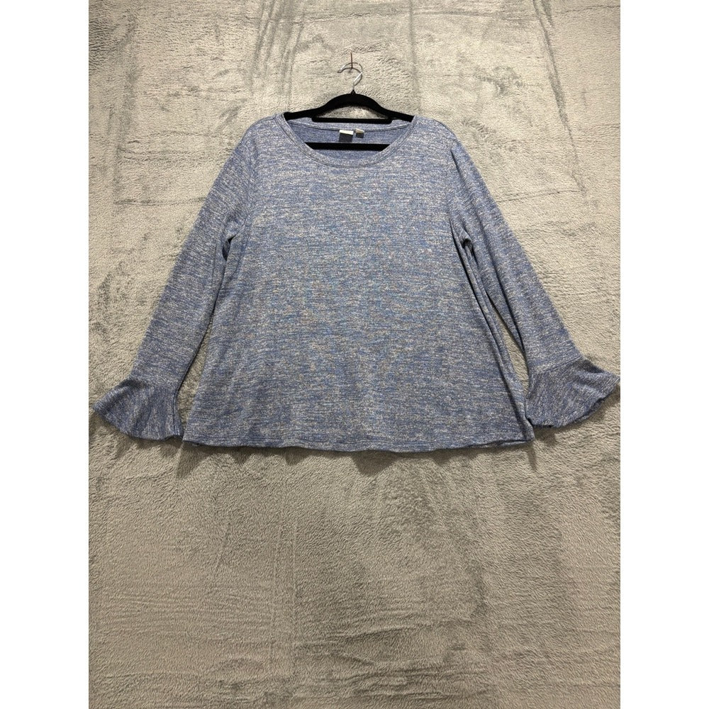 Gap S Heather Blue Bell-Sleeve Boatneck Top Womens Casual Boho