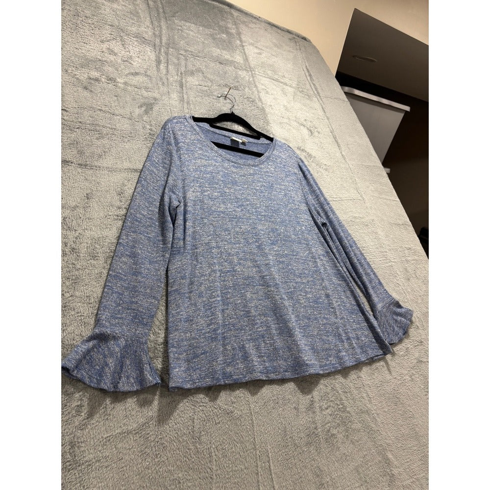 Gap S Heather Blue Bell-Sleeve Boatneck Top Womens Casual Boho