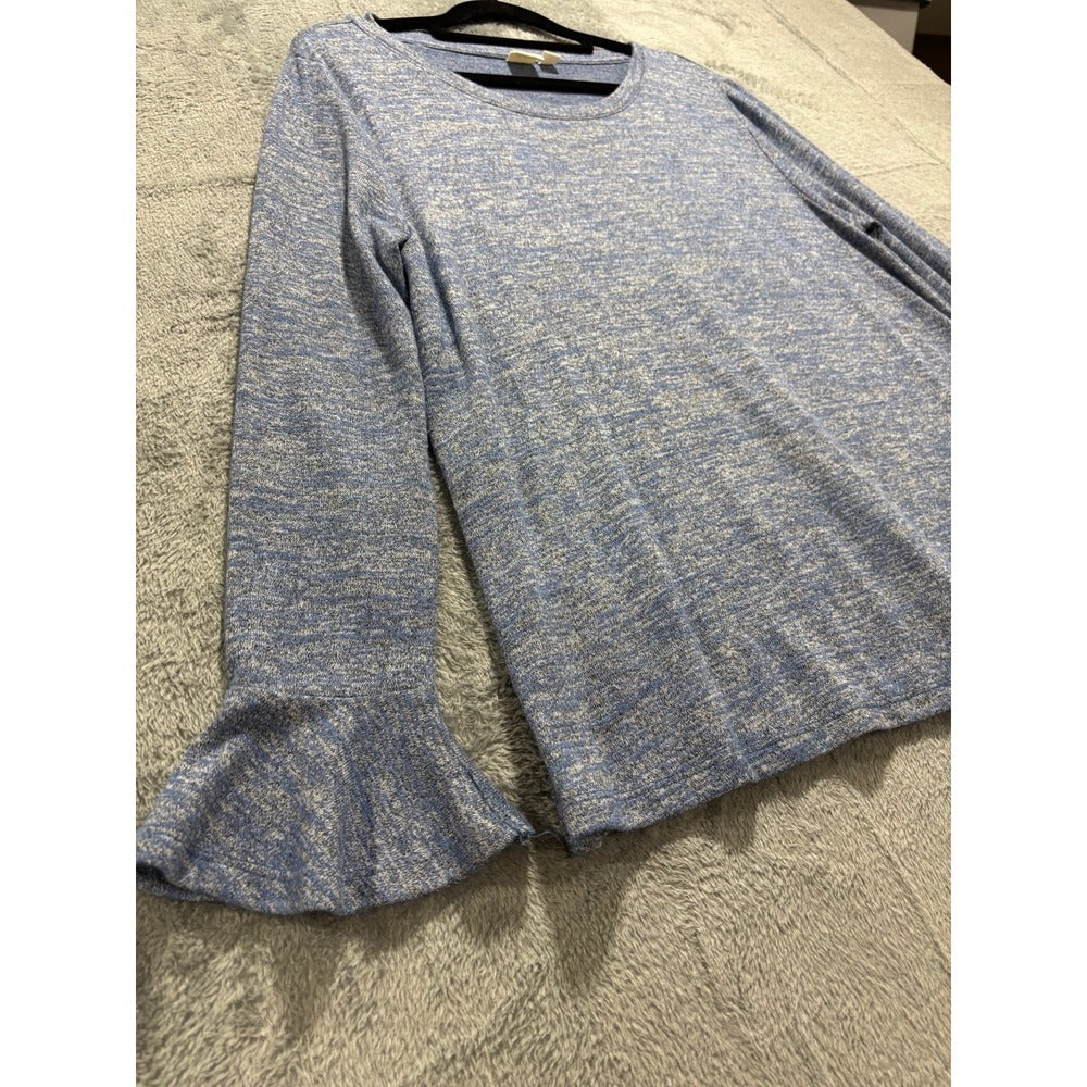 Gap S Heather Blue Bell-Sleeve Boatneck Top Womens Casual Boho