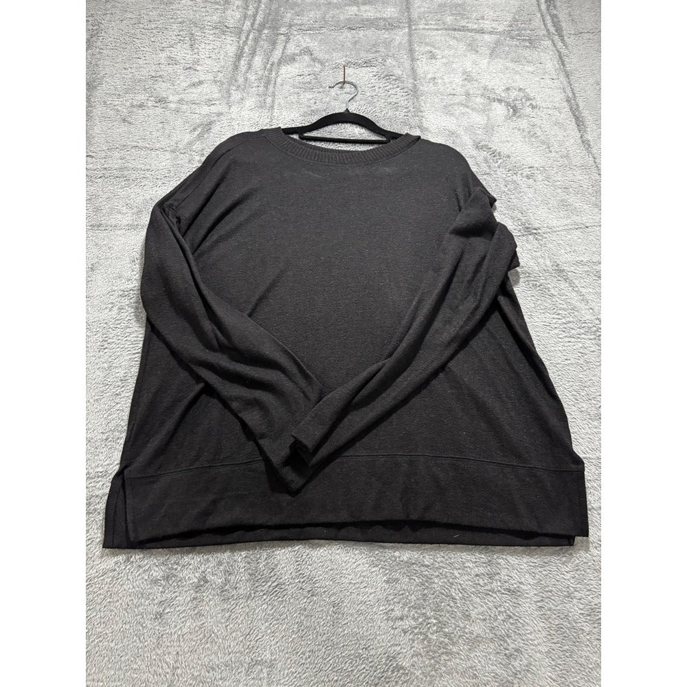 Lucky Brand M Black Crewneck Long Sleeve Top Womens Casual Cozy
