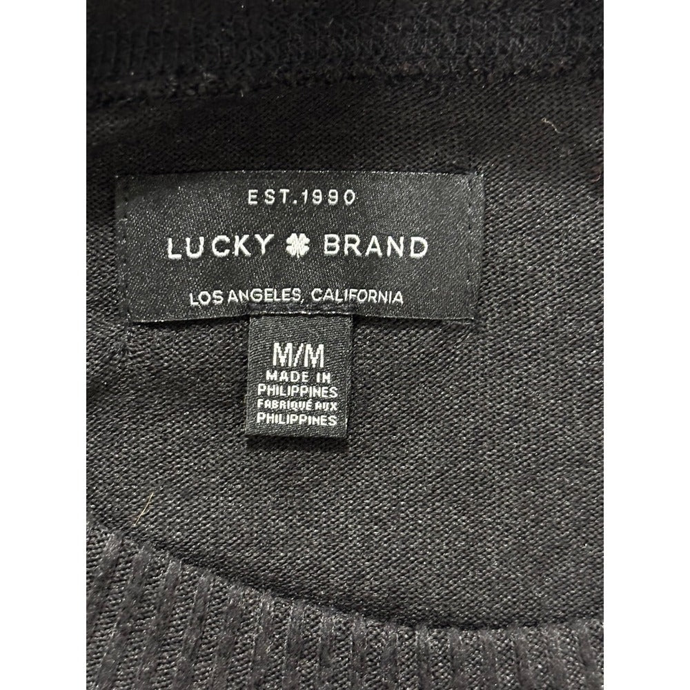 Lucky Brand M Black Crewneck Long Sleeve Top Womens Casual Cozy