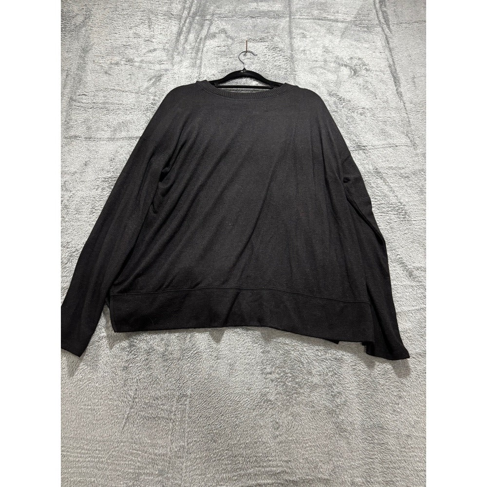 Lucky Brand M Black Crewneck Long Sleeve Top Womens Casual Cozy