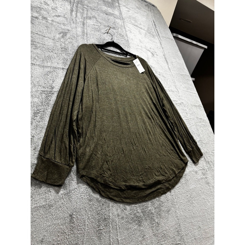 LOFT M Olive Green Raglan Long Sleeve Top Womens Casual Cozy Shirt