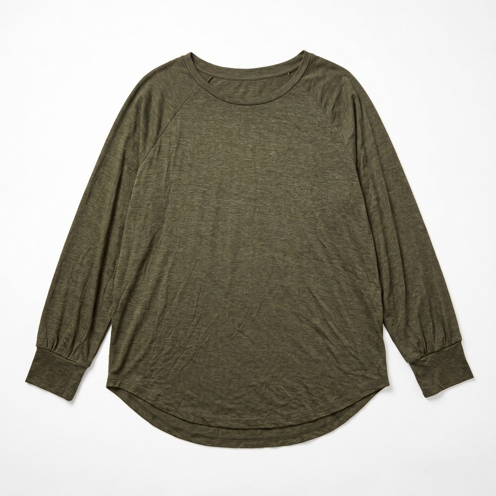 LOFT M Olive Green Raglan Long Sleeve Top Womens Casual Cozy Shirt