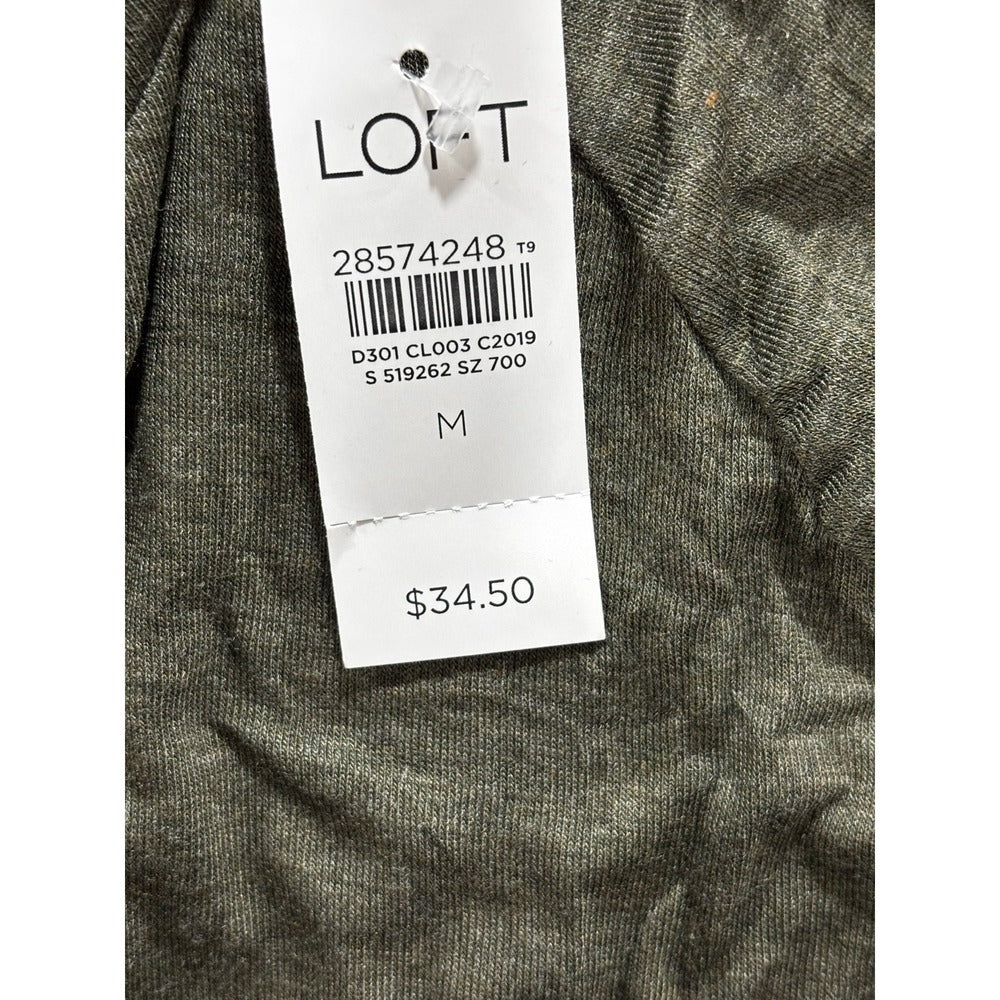 LOFT M Olive Green Raglan Long Sleeve Top Womens Casual Cozy Shirt