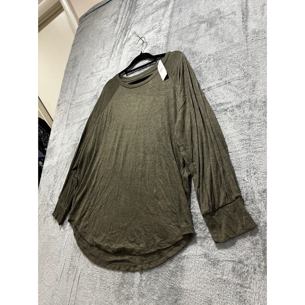 LOFT M Olive Green Raglan Long Sleeve Top Womens Casual Cozy Shirt