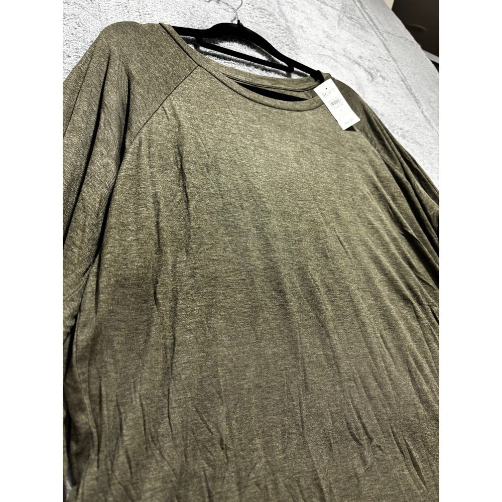 LOFT M Olive Green Raglan Long Sleeve Top Womens Casual Cozy Shirt