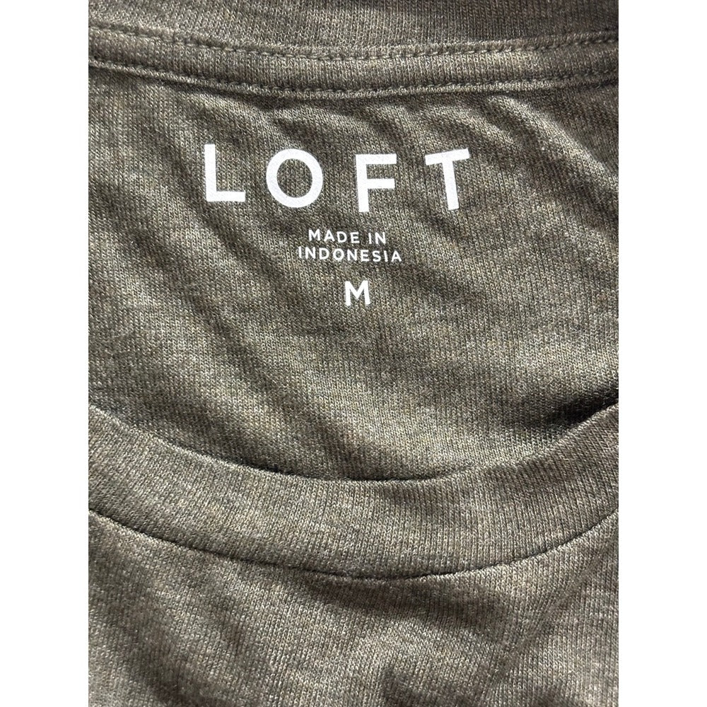 LOFT M Olive Green Raglan Long Sleeve Top Womens Casual Cozy Shirt