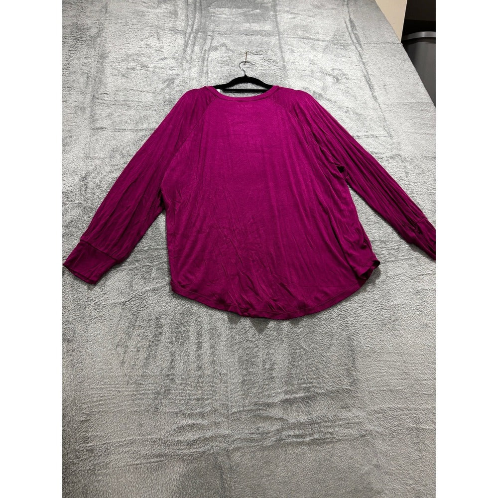 LOFT Womens M Magenta Raglan Long Sleeve Top Casual Boho Shirt NWT