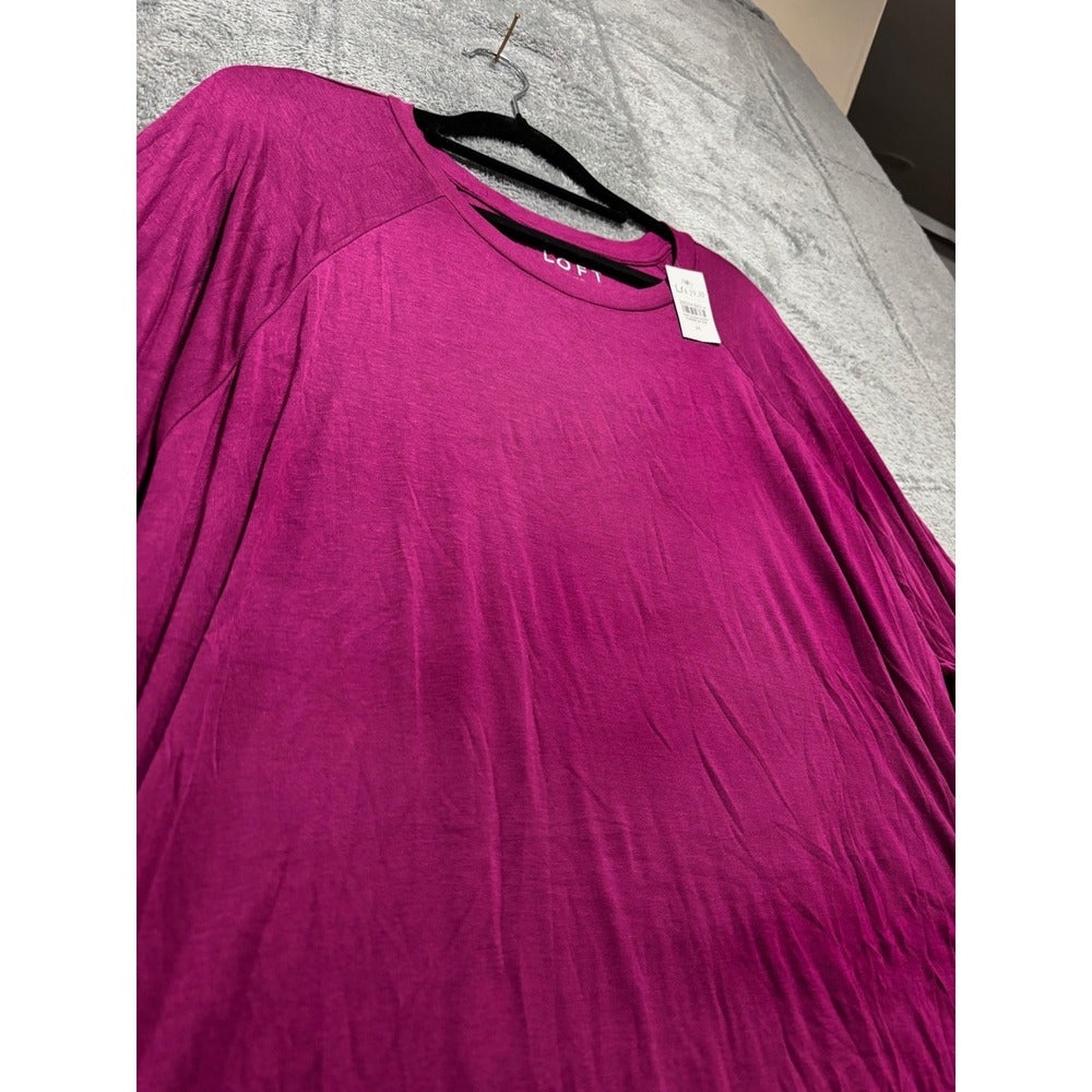 LOFT Womens M Magenta Raglan Long Sleeve Top Casual Boho Shirt NWT