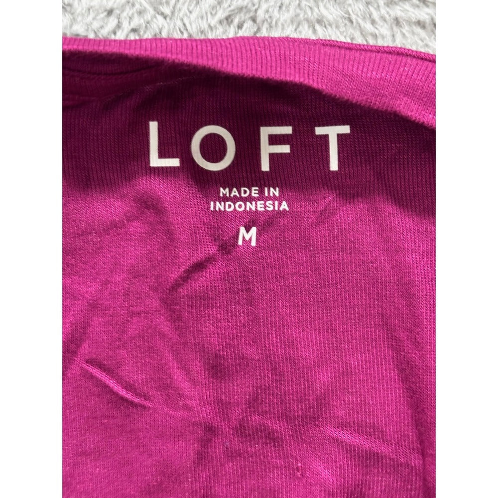 LOFT Womens M Magenta Raglan Long Sleeve Top Casual Boho Shirt NWT