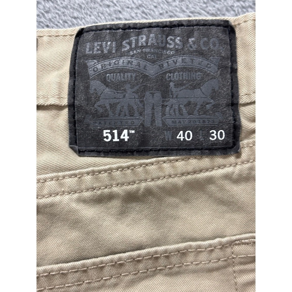 Levis 514 Slim Straight Khaki Pants 40x30 Mens Tan Chino Trousers Casual Preppy