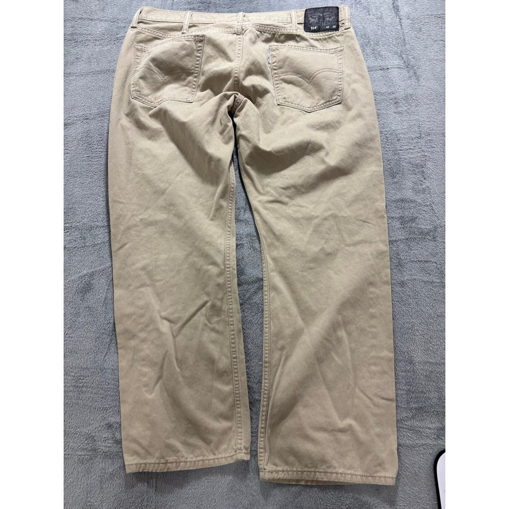 Levis 514 Slim Straight Khaki Pants 40x30 Mens Tan Chino Trousers Casual Preppy