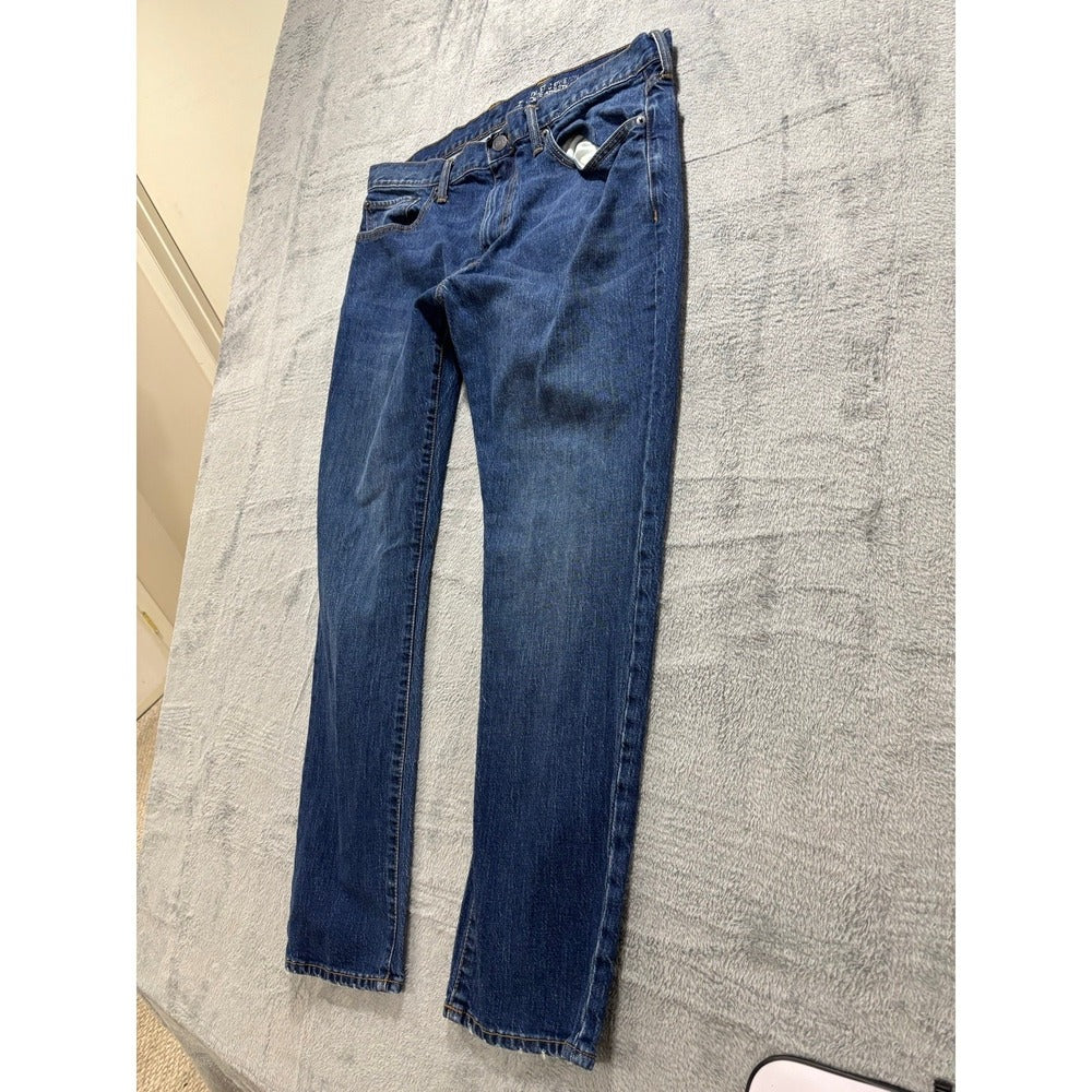 Gap 36/30 Blue Athletic Stretch Straight Jeans Mens Casual Minimalist Denim