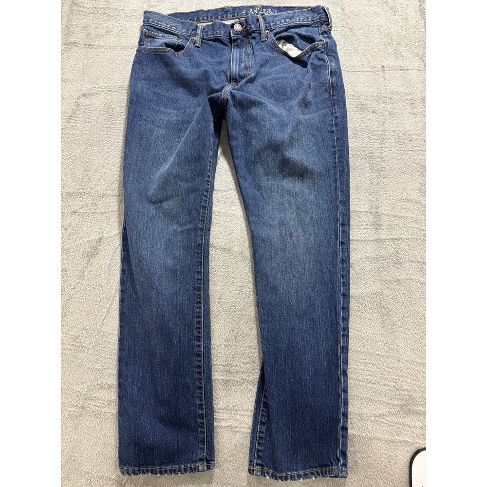 Gap 36/30 Blue Athletic Stretch Straight Jeans Mens Casual Minimalist Denim