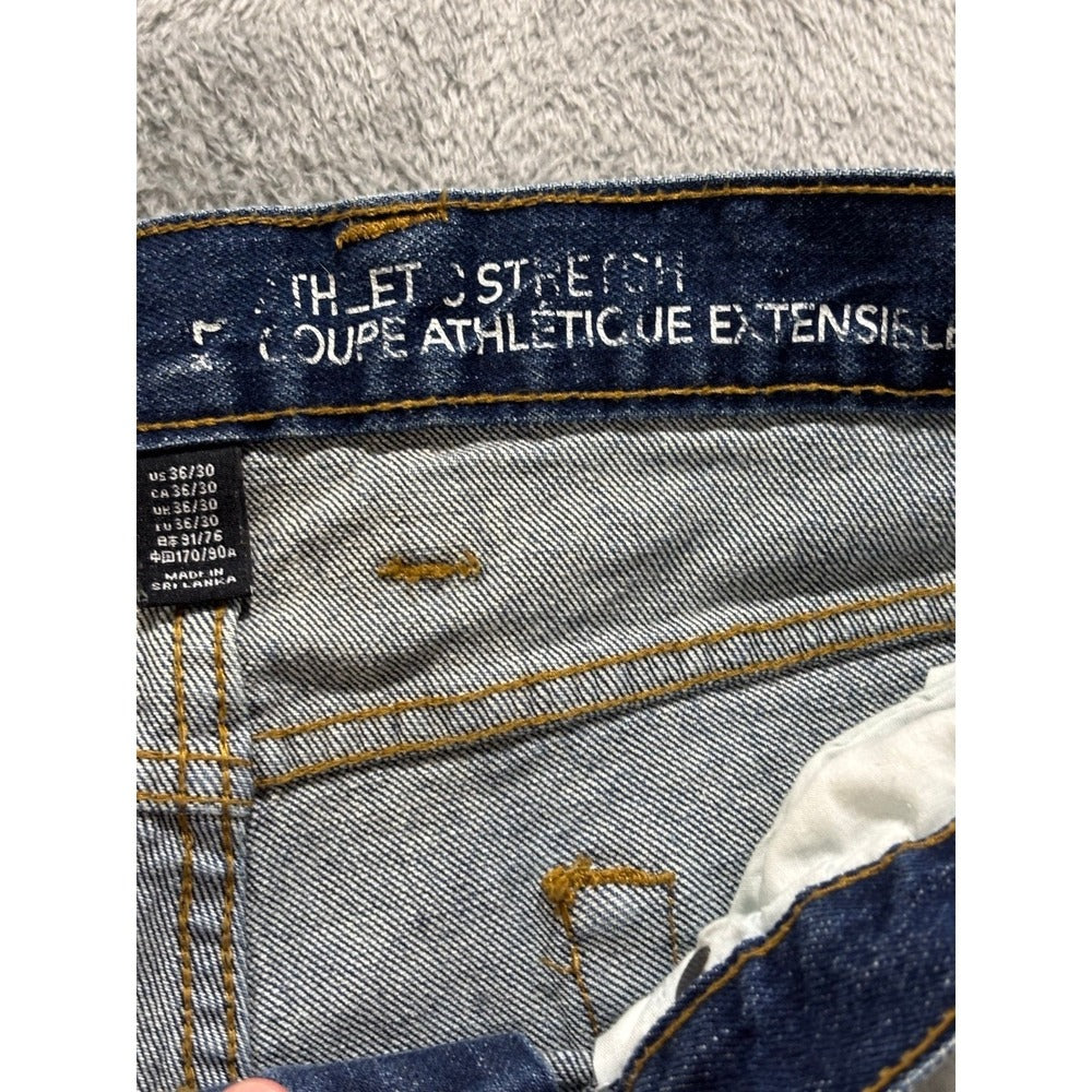 Gap 36/30 Blue Athletic Stretch Straight Jeans Mens Casual Minimalist Denim