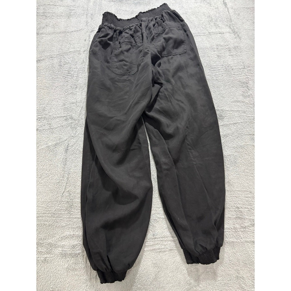 Love Tree Womens L Black Smocked Waist Jogger Pants NWT Casual Athleisure Boho