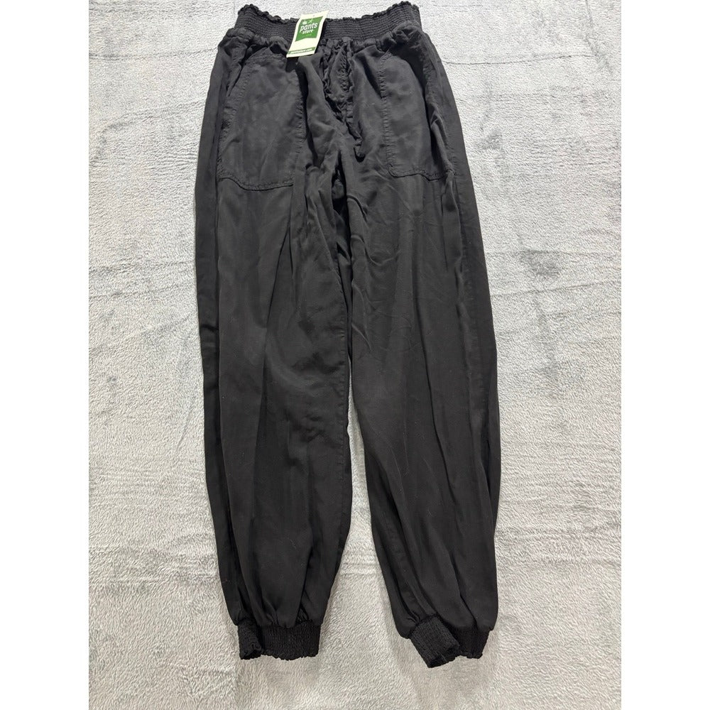 Love Tree Womens L Black Smocked Waist Jogger Pants NWT Casual Athleisure Boho