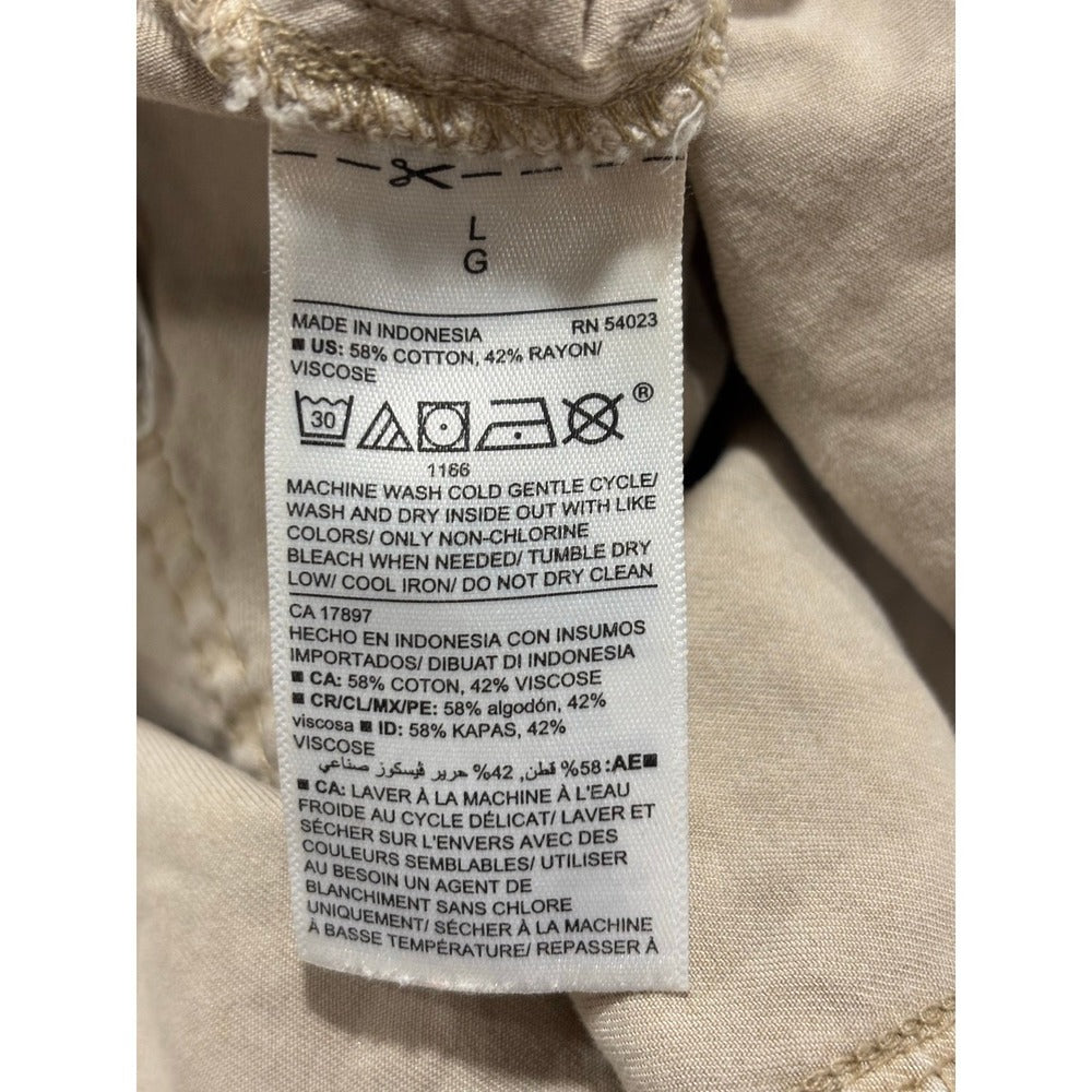 Old Navy L Tan Pull On Elastic Waist Pants Womens Casual Boho Utility