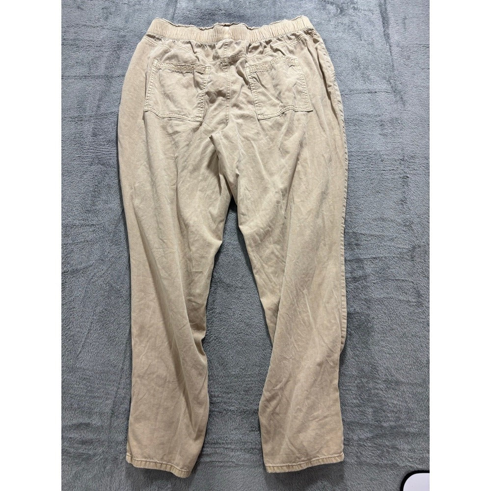 Old Navy L Tan Pull On Elastic Waist Pants Womens Casual Boho Utility