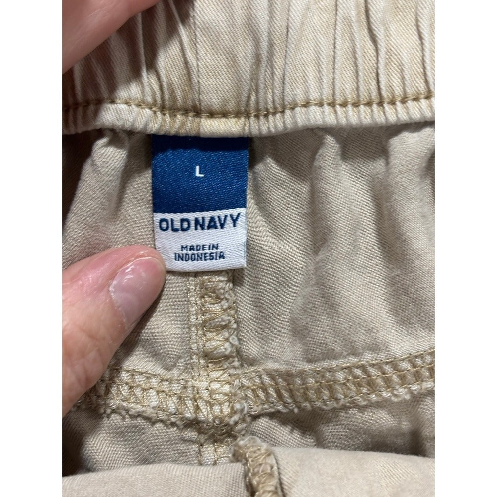 Old Navy L Tan Pull On Elastic Waist Pants Womens Casual Boho Utility