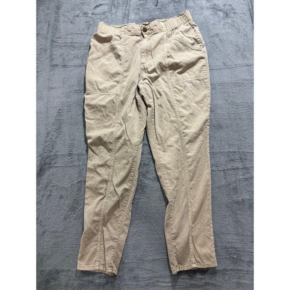 Old Navy L Tan Pull On Elastic Waist Pants Womens Casual Boho Utility