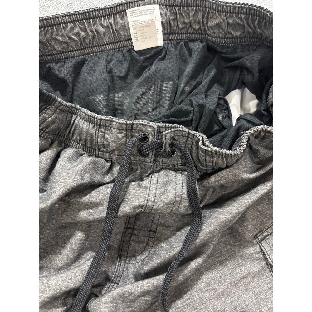 Speedo L Heather Gray Cargo Pocket Swim Trunks Athleisure Coastal Mens