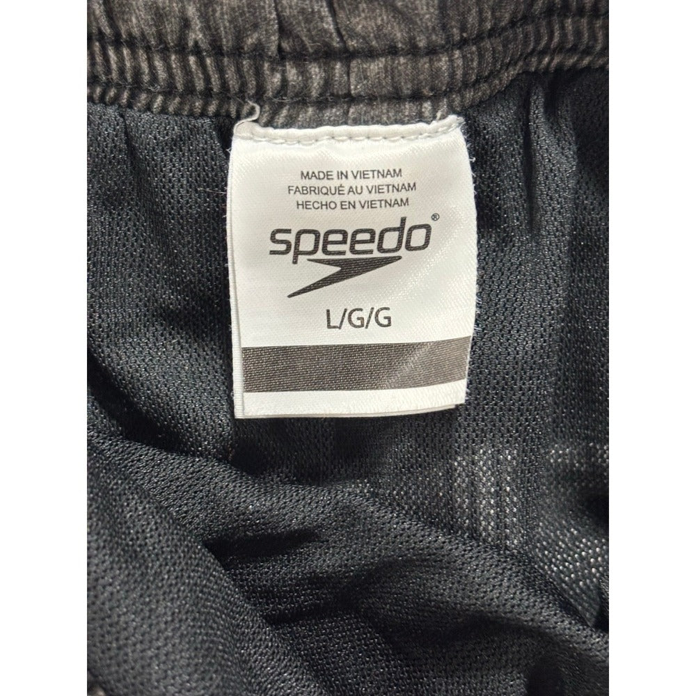 Speedo L Heather Gray Cargo Pocket Swim Trunks Athleisure Coastal Mens