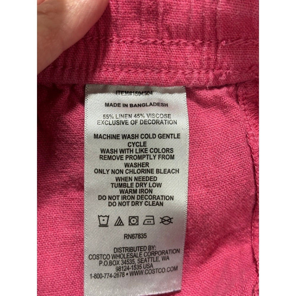 Nautica XL Pink Linen Blend Drawstring Shorts Womens Coastal Preppy Casual